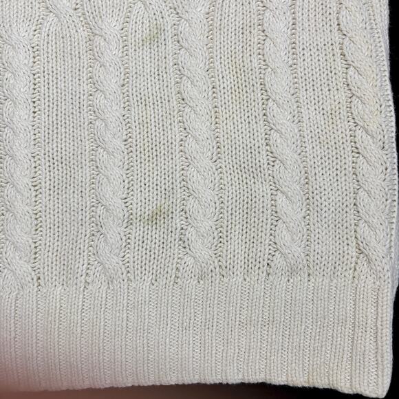 Y2K Cable Knit Sweater - Heavy Preppy V Neck - Dark Academia - Size L - Picture 4 of 8